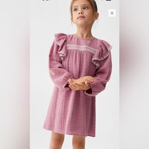 Mango Mauve Kids Dress with Ruffle Details